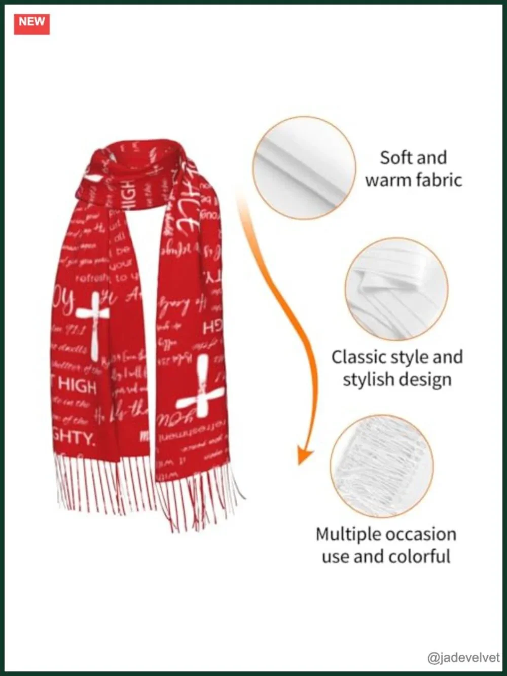 Super Soft Fashion Scarf Shawl With Tassel, Christian Gift Bible Scarf Wrap